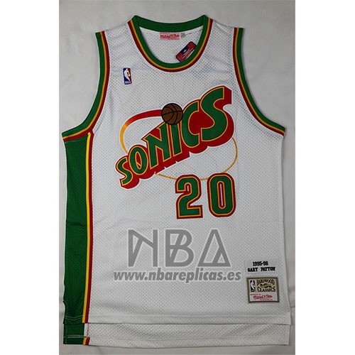 Camiseta Historic Retro Seattle SuperSonics Gary Payton NO 20 Blanco